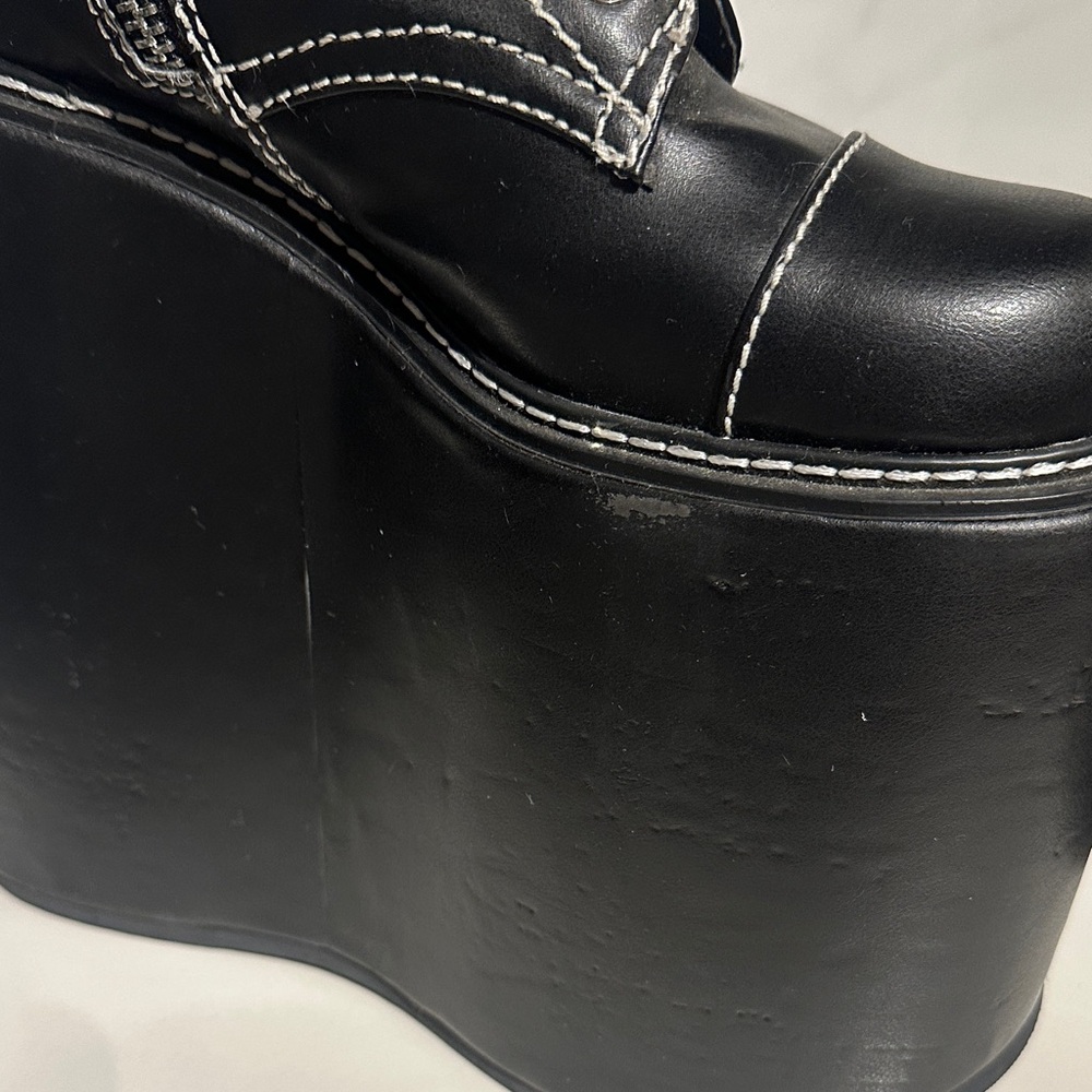 Dolls Kill Never Censored F off Black Platform Boots with Studs - Picture 4 of 11
